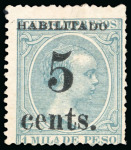 Stamp of United States » U.S. Possessions » Puerto Príncipe 1898 5c on 1m blue-green, fifth printing, position 5, mint, very fresh,