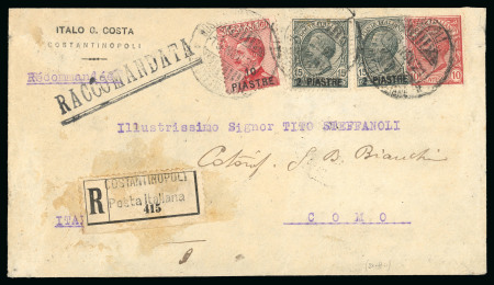 Stamp of Italy » Missions, Post Offices and Postal History Abroad » Constantinople 1921 Registered cover to Como with rare non-philatelic mixed franking