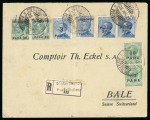Stamp of Italy » Missions, Post Offices and Postal History Abroad » Constantinople 1923 (April 28) Registered cover to Basel with three different issues