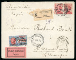 Stamp of Italy » Missions, Post Offices and Postal History Abroad » Constantinople 1922 Cover to Germany, 7,50pi su 60c pair, and "espressi" first issue 15pion 1,20 on 30c