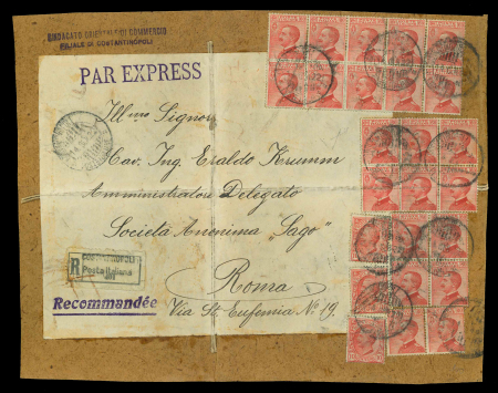 Stamp of Italy » Missions, Post Offices and Postal History Abroad » Constantinople Front of large registered express envelope to Rome at 31 times the single rate