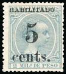 Stamp of United States » U.S. Possessions » Puerto Príncipe 1898 5c on 2m blue-green, fifth printing, position 5, mint, superior colour,