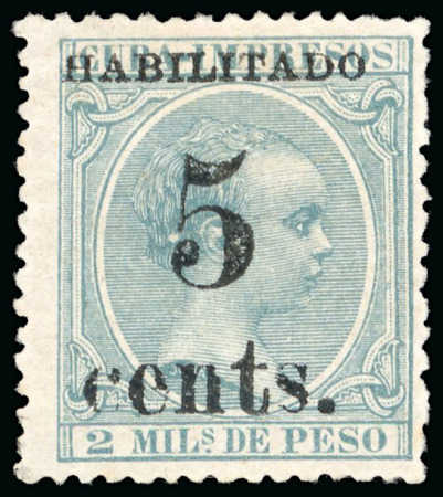 Stamp of United States » U.S. Possessions » Puerto Príncipe 1898 5c on 2m blue-green, fifth printing, position 5, mint, superior colour,