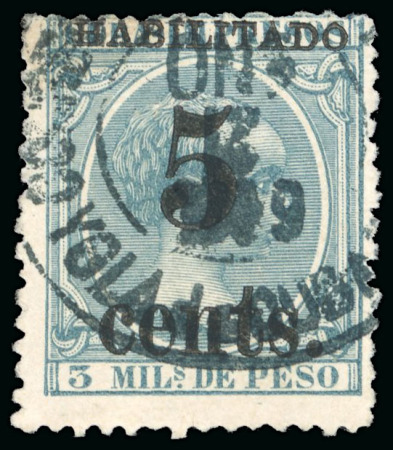 Stamp of United States » U.S. Possessions » Puerto Príncipe 1898 5c on 3m blue-green, fifth printing, position 1, used,