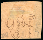 Stamp of United States » U.S. Possessions » Puerto Príncipe 1898 5c on 3m blue-green, fifth printing, position 5, used, tied to piece by a blue Puerto Principe cds