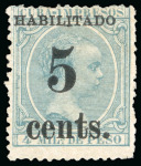 Stamp of United States » U.S. Possessions » Puerto Príncipe 1898 5c on 4m blue-green, fifth printing, position 1, mint, incredibly fresh colour, beautifully clean stamp, 