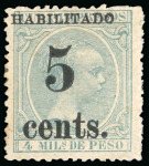 Stamp of United States » U.S. Possessions » Puerto Príncipe 1898 5c on 4m blue-green, fifth printing, position 2, mint, clean crisp appearance; fine 
