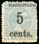 Stamp of United States » U.S. Possessions » Puerto Príncipe 1898 5c on 4m blue-green, fifth printing, position 4, unused, no gum, 