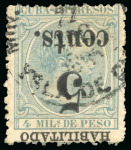 Stamp of United States » U.S. Possessions » Puerto Príncipe 1898 5c on 4m blue-green, fifth printing, position 5, inverted surcharge variety, ex Kouri