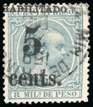 Stamp of United States » U.S. Possessions » Puerto Príncipe 1898 5c on 8m blue-green, fifth printing, position 1, used, cancelled by a black cds, 