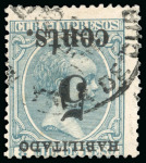 Stamp of United States » U.S. Possessions » Puerto Príncipe 1898 5c on 8m blue-green, fifth printing, position 2, inverted surcharge variety, used, 