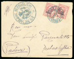 Stamp of Italy » Missions, Post Offices and Postal History Abroad » Anatolia 1919 Cover with two Rhodes 10c tied  by "Posta Militare Italiana/Adalia" in blue