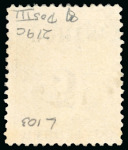 Stamp of United States » U.S. Possessions » Puerto Príncipe 1898 5c on 8m blue-green, fifth printing, position 3, inverted surcharge and "eents" instead of "cents"