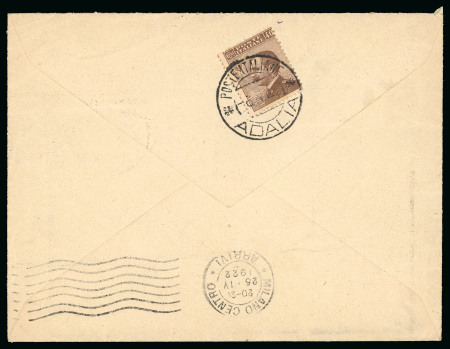 Stamp of Italy » Missions, Post Offices and Postal History Abroad » Anatolia » Civilian P.O. in Adalia 1922 (April 6) Cover to Milan with 40c tied by "Poste Italiane/Adalia"
