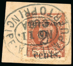 Stamp of United States » U.S. Possessions » Puerto Príncipe 1898 2c on 2m orange-brown, first printing, position 2, used, piece by a superb military station Puerto Principe 