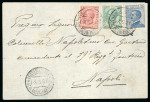 Stamp of Italy » Missions, Post Offices and Postal History Abroad » Anatolia » Civilian P.O. in Scalanova 1921 Cover to Npales with three-colour franking tied by Italian Scalanova cds