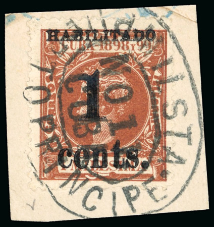 Stamp of United States » U.S. Possessions » Puerto Príncipe 1898 1c on 1m orange-brown, third printing, used, tied to a piece by a military station Puerto Principe