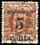 Stamp of United States » U.S. Possessions » Puerto Príncipe 1898 5c on 1m orange-brown, second printing, position 3, used, military station Puerto Principe cds, 