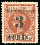 Stamp of United States » U.S. Possessions » Puerto Príncipe 1898 3c on 3m orange-brown, first printing, positions 1-3-4-5, four mint singles, only 600 printed 