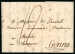 Stamp of Italy » Missions, Post Offices and Postal History Abroad » The "Grande Armée" in Russia 1813 (Jan 12) Entire letter from Warsaw to Siena (Tuscany), "N° 4/GRANDE ARMÉE" 