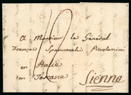 Stamp of Italy » Missions, Post Offices and Postal History Abroad » The "Grande Armée" in Russia 1813 (Jan 12) Entire letter from Warsaw to Siena (Tuscany), "N° 4/GRANDE ARMÉE" 