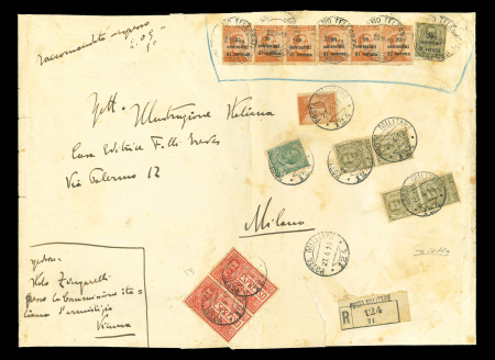 Stamp of Italy » Missions, Post Offices and Postal History Abroad » Austria 1919 Large registered express envelope with mixed franking Italy-Terre Redente