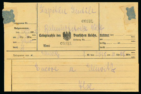 Stamp of Italy » Missions, Post Offices and Postal History Abroad » Plebiscite of Upper Silesia 1922 (May 25) The only telegram recorded sent to a member the Italian contingent