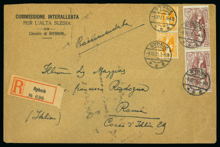Stamp of Italy » Missions, Post Offices and Postal History Abroad » Plebiscite of Upper Silesia 1921 Two covers with "Commissione Interalleata/Per l'Alta Slesia/Circolo di Rybnik" heading