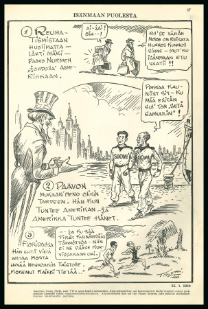 Stamp of Olympics » 1940 Helsinki (Cancelled) 1940 "X Kokoelma Sarjoja" Finnish book of cartoon strips, pp.97, with front cover showing the Olympic flag flying away