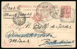 Stamp of Italy » Missions, Post Offices and Postal History Abroad » Crete 1905 (Jan 29) Italy 10c stationery postcard to Brazil
