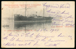 Stamp of Italy » Missions, Post Offices and Postal History Abroad » China » The Boxer War » Italian Naval Mail 1900 (Oct 1st) Postcard to Italy franked by 5c pair tied by blue "Ra Nave Vettor Pisani" 