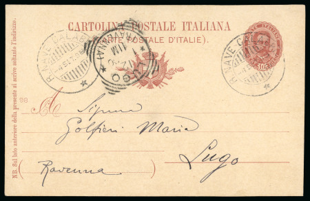 Stamp of Italy » Missions, Post Offices and Postal History Abroad » China » The Boxer War » Italian Naval Mail 1900 (Sept 3) "Umberto" 10c stationery, less than five items known exhibiting the postmark of the "Calabria" used in China,