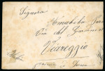 Stamp of Italy » Missions, Post Offices and Postal History Abroad » China » The Boxer War » Italian Military Mail 1902 Cover to Italy with 10c 5c pair, tied by large "Comando Battaglione/Marinai"