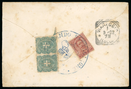 Stamp of Italy » Missions, Post Offices and Postal History Abroad » China » The Boxer War » Italian Military Mail 1902 Cover to Italy with 10c 5c pair, tied by large "Comando Battaglione/Marinai"