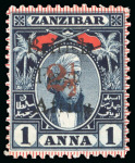 Stamp of Kenya, Uganda and Tanganyika » British East Africa 1897 2 1/2a Provisional on 1a with overprint types 12, 13, and 14, group incl. the three types both mint and used