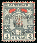 Stamp of Kenya, Uganda and Tanganyika » British East Africa 1897 2 1/2a Provisional on 3a with overprint types 12, 13 and 14, group with both mint and used of all three types