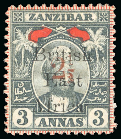 Stamp of Kenya, Uganda and Tanganyika » British East Africa 1897 2 1/2a Provisional on 3a with overprint types 12, 13 and 14, group with both mint and used of all three types