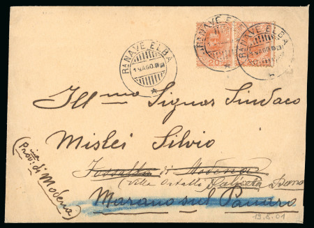 Stamp of Italy » Missions, Post Offices and Postal History Abroad » China » The Boxer War » Italian Naval Mail 1901 (Aug 19) Cover to Italy franked by "Umberto" 20c tied by "Ra Nave Elba" cds