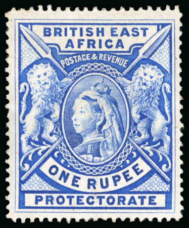 Stamp of Kenya, Uganda and Tanganyika » British East Africa 1897-1903 De La Rue large format 1R to 10R mint short set incl. shades