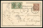 Stamp of Italy » Missions, Post Offices and Postal History Abroad » China » The Boxer War » Via Russian Post Office 1903 (Oct 26) Postcard from Shanghai to Italy, C.I.P. 4c and Russian P.O. 2k pair