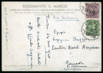 Stamp of Italy » Missions, Post Offices and Postal History Abroad » China » 1925-43 The Italian "Black Battalion" in China 1938 Illustrated postcard of the "San Marco" Battalion used from China
