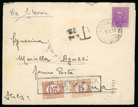 Stamp of Italy » Missions, Post Offices and Postal History Abroad » China » 1925-43 The Italian "Black Battalion" in China 1930 A very rare taxed mail from the "Black battalion"