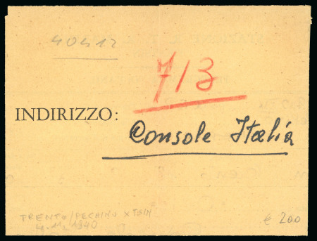 Stamp of Italy » Missions, Post Offices and Postal History Abroad » China » The Marine Detachment - Naval Presence and Mail of Italian Interests in China 1940 Italian Telegrams from Italy to the Italian Consulate in Peking (3 ex), and one to Tientsin