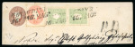 Stamp of Italian States » Lombardy Venetia 1861, 10 s. piccolo formato, frammento di intero postale spedito da udine il 16 maggio 1863, con affrancatura complementare di 11 soldi 