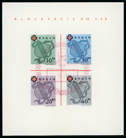 Stamp of Germany » Germany French Zone General Issue Baden 1949 Red Cross mini sheet with Henri Dunant pictorial cancel