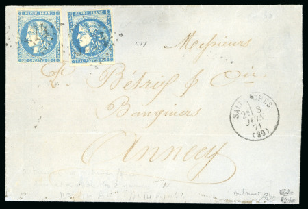 Stamp of France » Emission de Bordeaux 1870 1871, Émission de Bordeaux 20c bleu outremer, bien