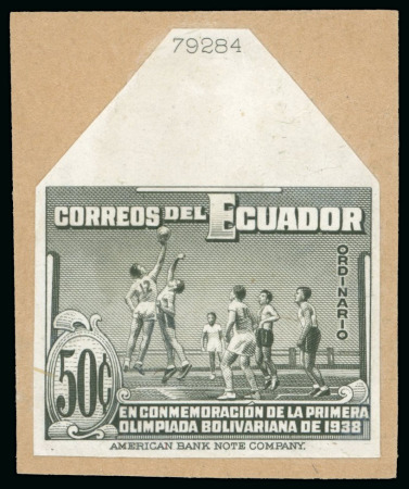 Stamp of Olympics » Non-Olympic and Anti-Olympic Championships 1939, Bolivarian Games, complete set of nine ABN stamp-size cut die proofs