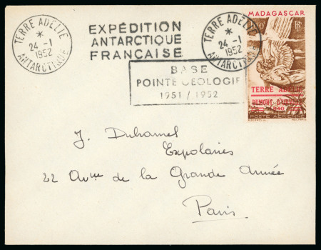 Stamp of Colonies françaises » TAAF 1952, Lettre affranchie avec timbre de Madagascar surchargé