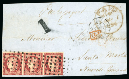Stamp of France » Type Cérès de 1849-1850 1853, Devant de lettre de Paris pour Santa Marta (Colombie)