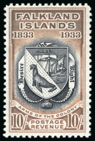 Stamp of Falkland Islands 1933 Falkland Islands KG V 10sh coat of arms mint